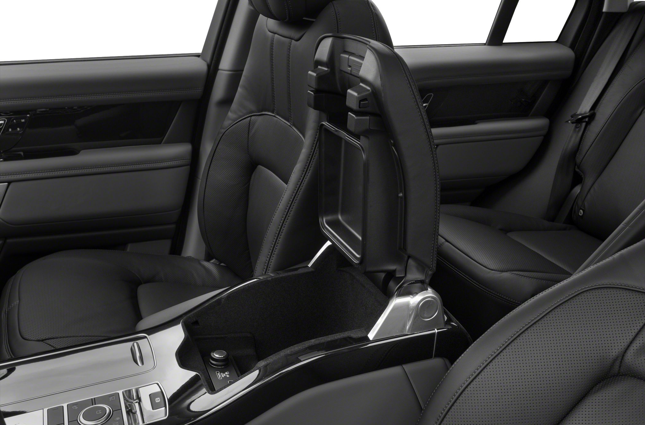 Open center console storage with premium leather seats