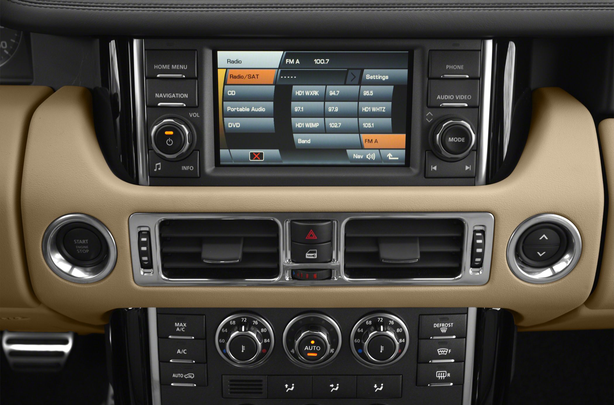 Advanced infotainment screen and dual-zone climate control knobs
