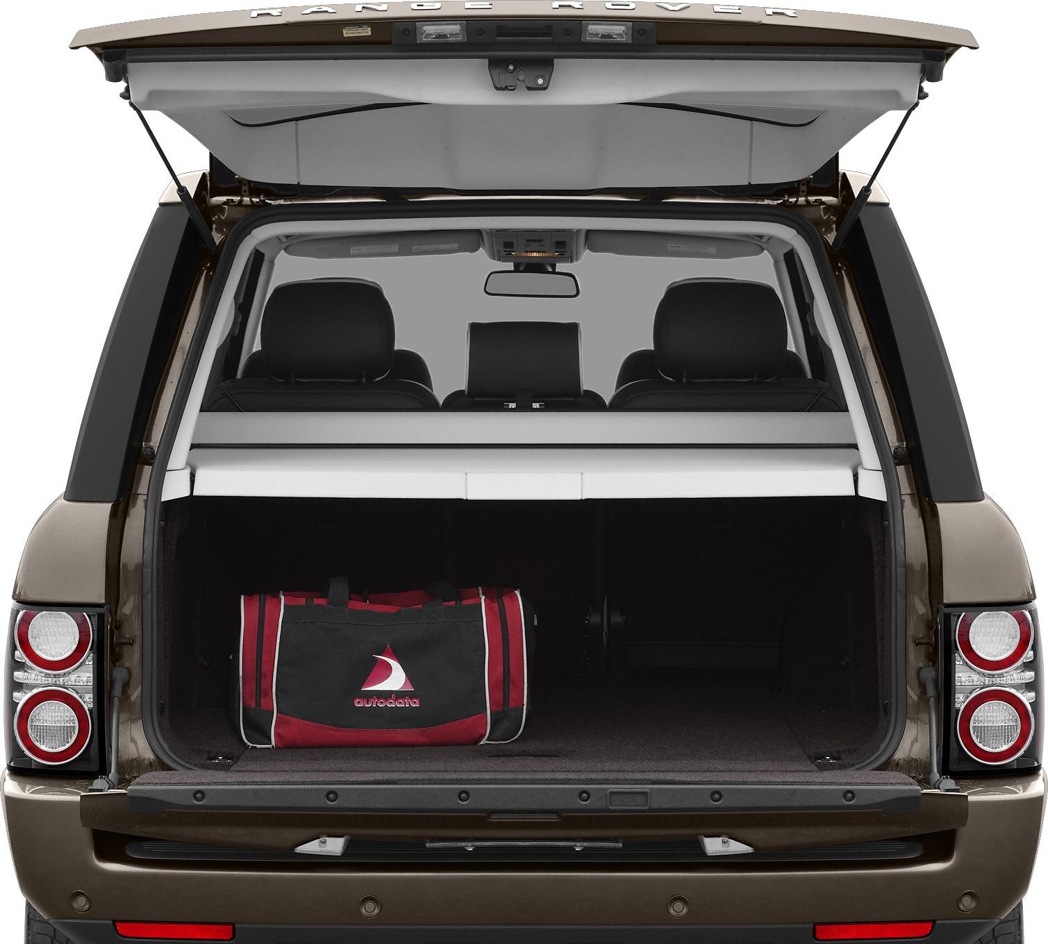 Open rear cargo space with storage cover and duffel bag