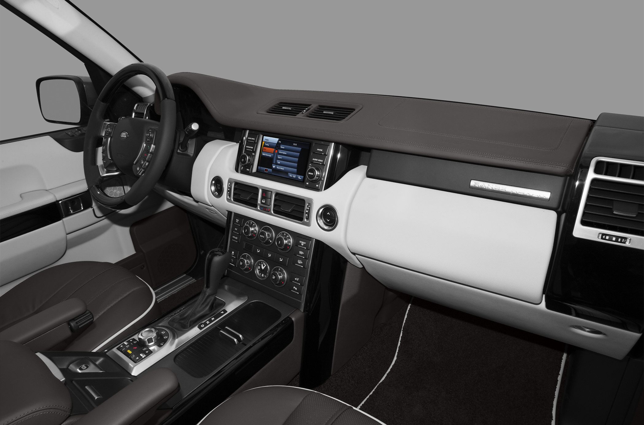 Luxury SUV interior with advanced control panel and leather upholstery