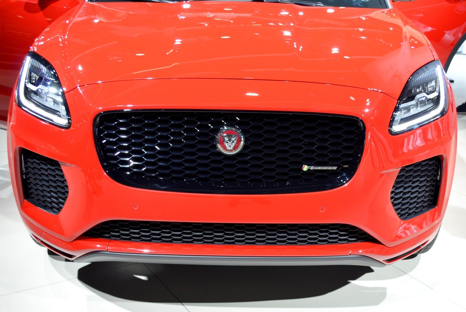 Front grill and LED headlights of a sporty luxury SUV