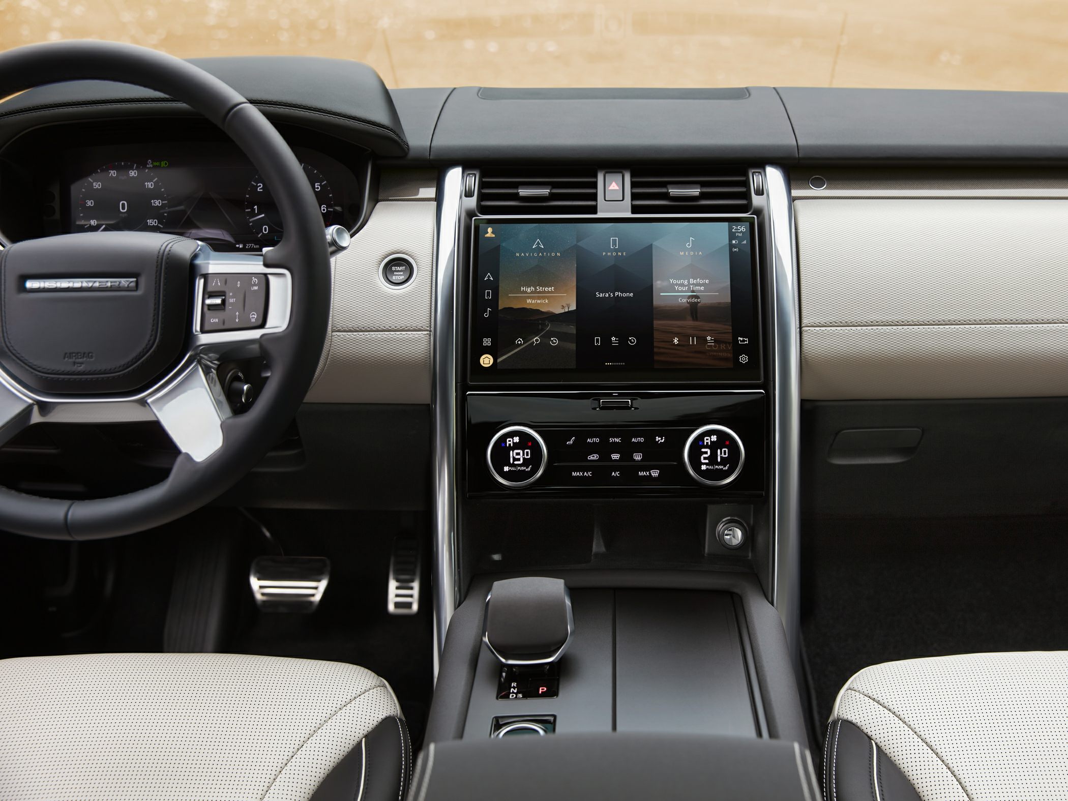 Modern dashboard with digital displays and infotainment screen