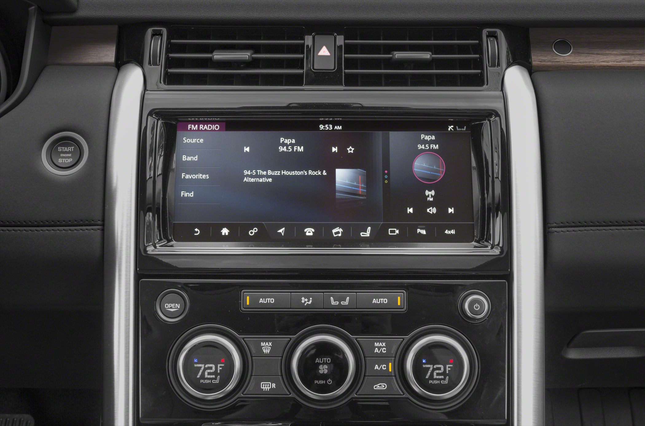 Infotainment touchscreen and dual-zone climate control panel