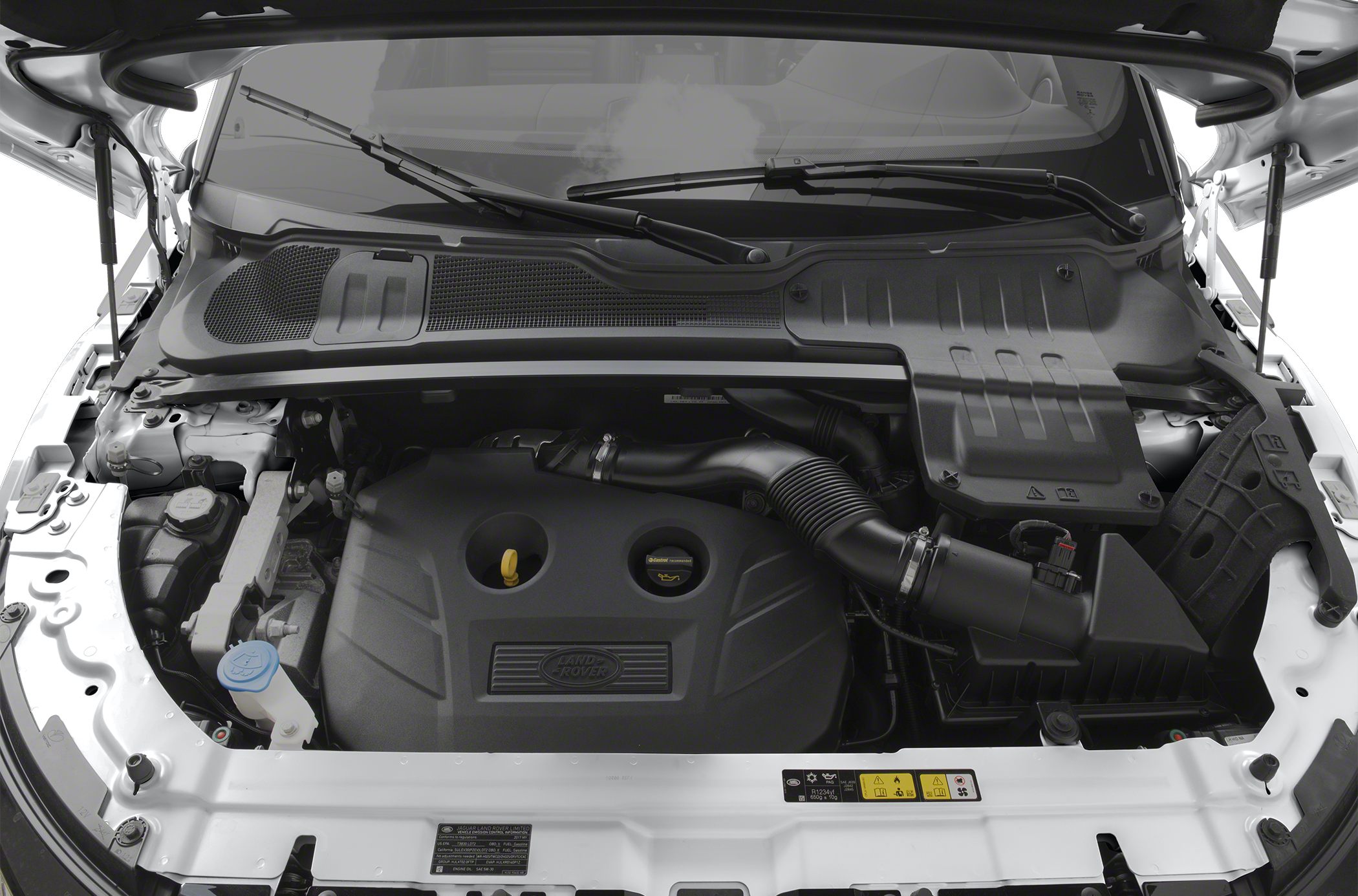 Covered engine bay with air intake and fluid reservoirs