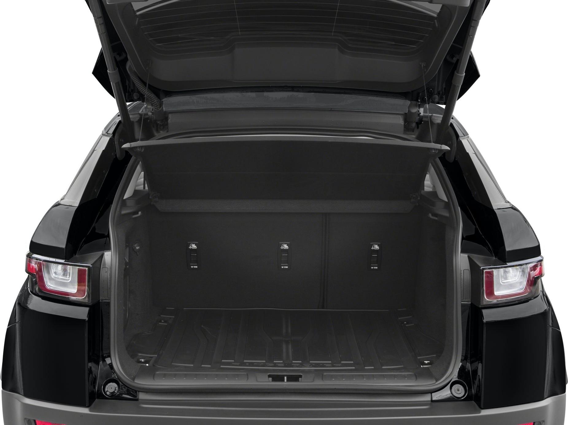 Open rear trunk with covered cargo space and protective mat