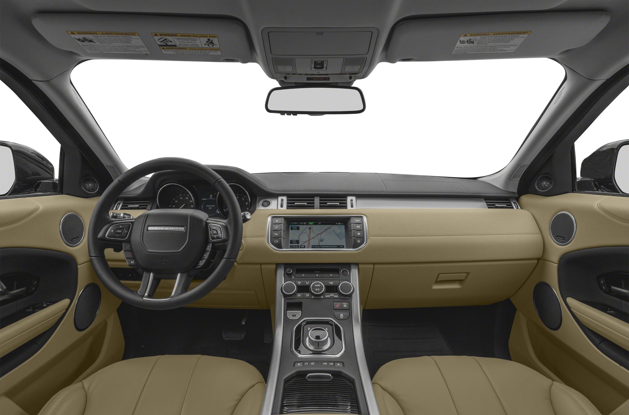 Modern dashboard with navigation display and multifunction steering wheel