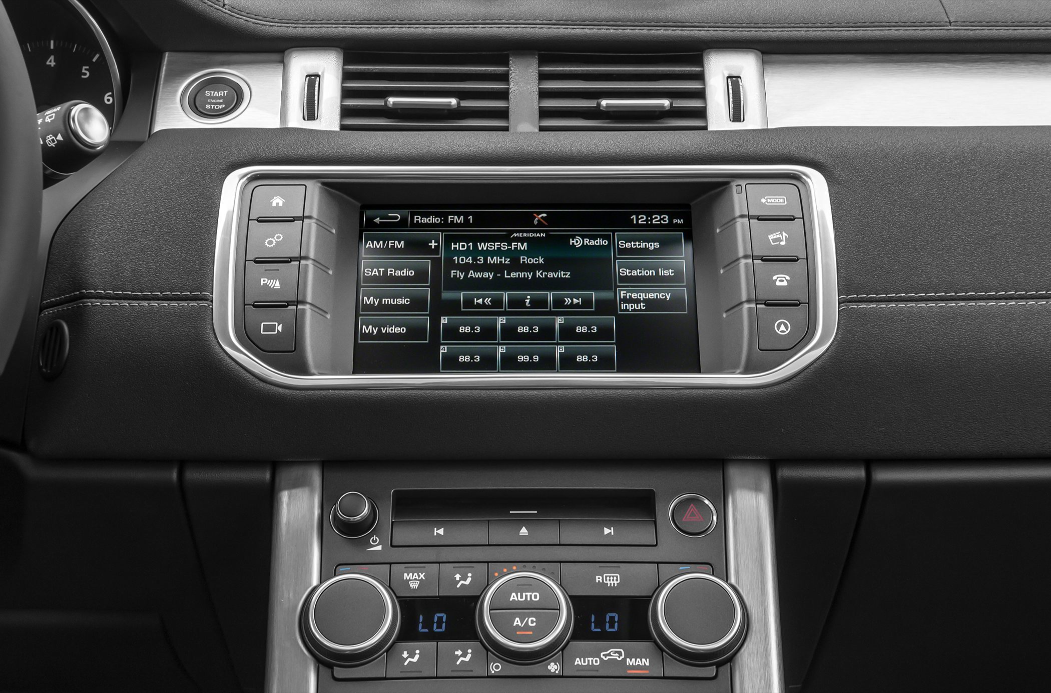 Car infotainment touchscreen and automatic climate control panel
