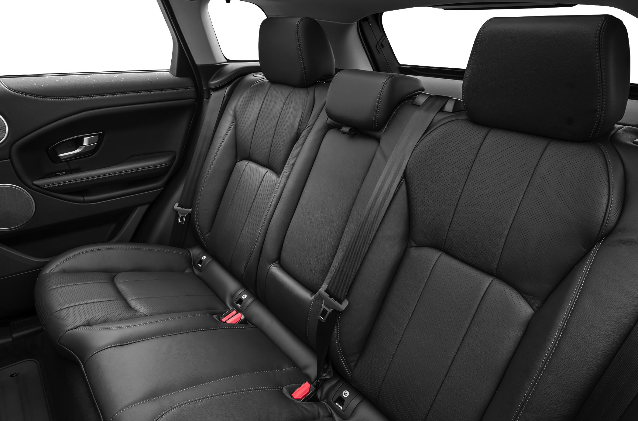 Black leather rear seats with headrests and seat belts