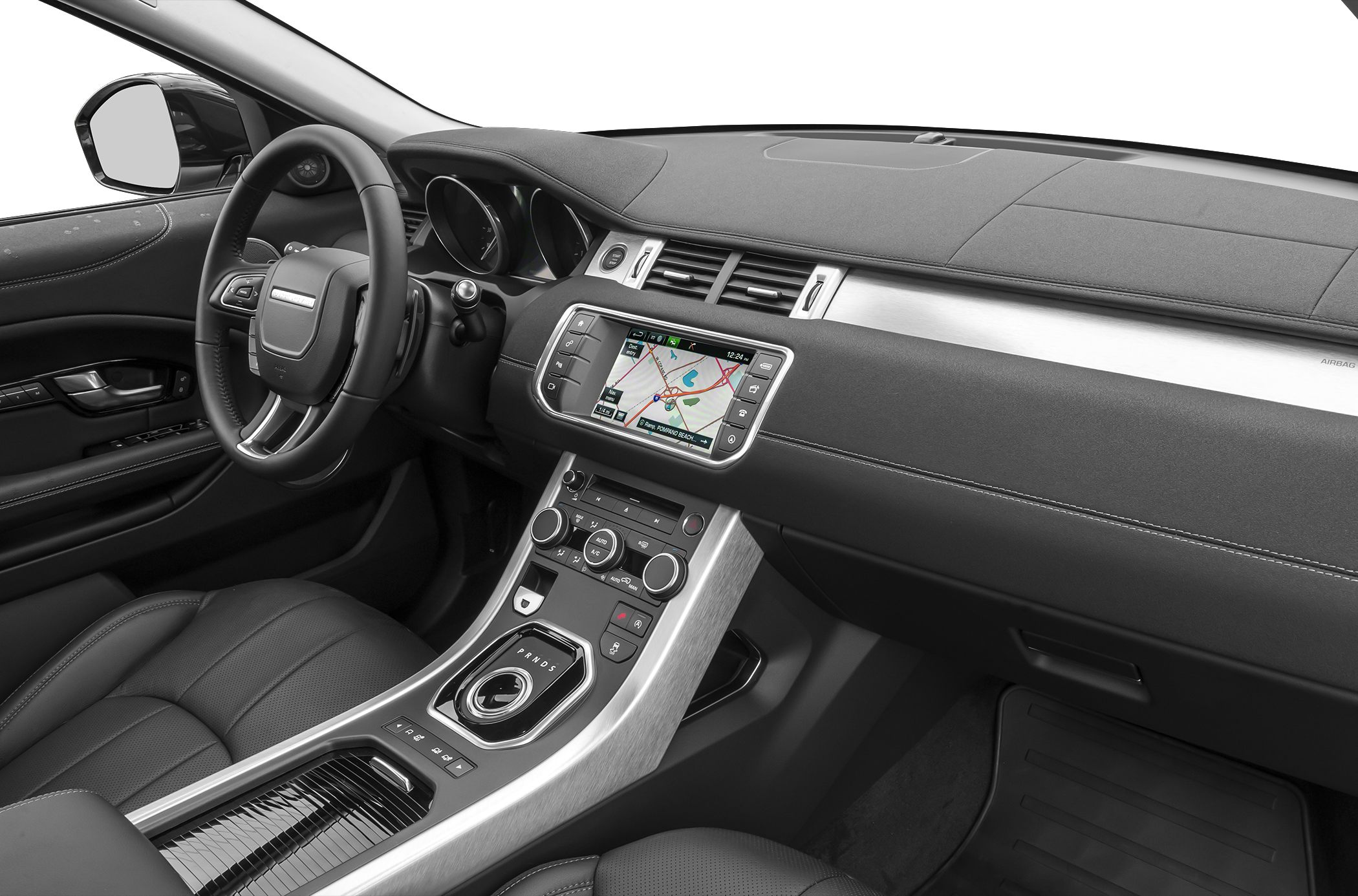 Modern dashboard with infotainment screen and rotary gear selector