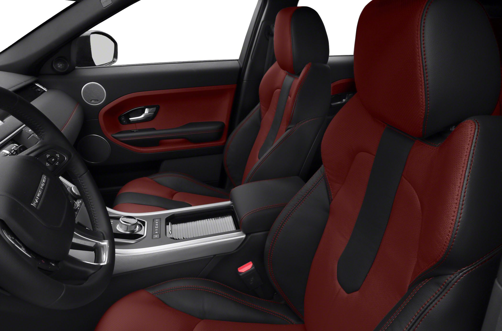 Luxury black and red leather sport seats with stylish interior trim
