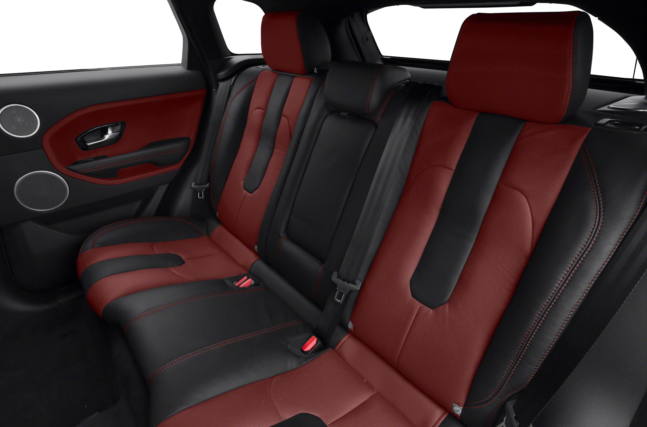 Two-tone black and red leather rear seats with luxury design