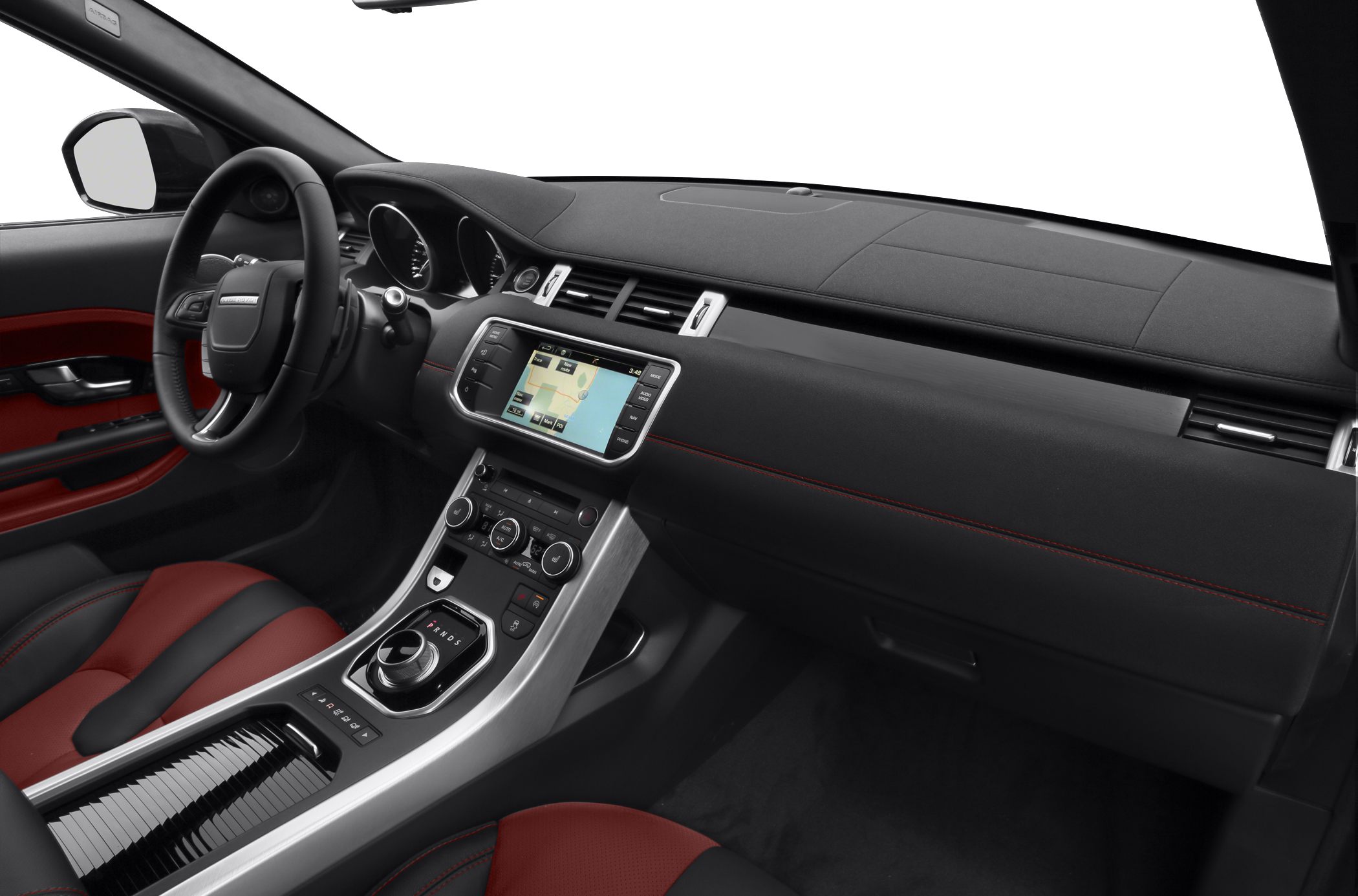 Dashboard with touchscreen infotainment and automatic gear dial