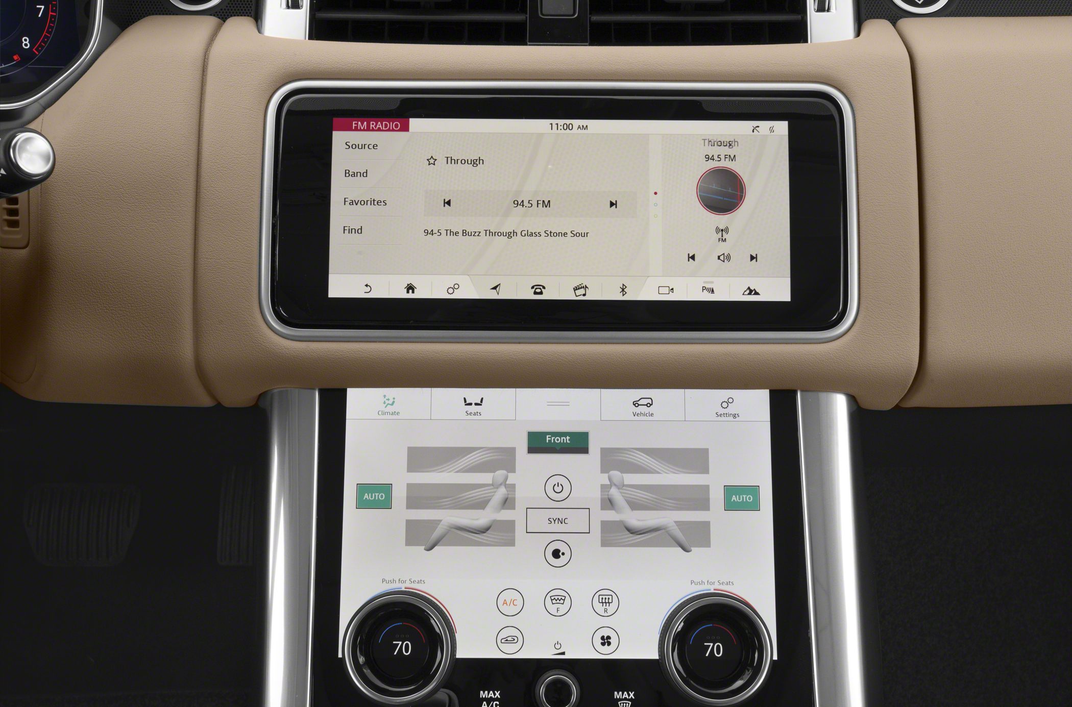 Dual touchscreen infotainment and climate control system
