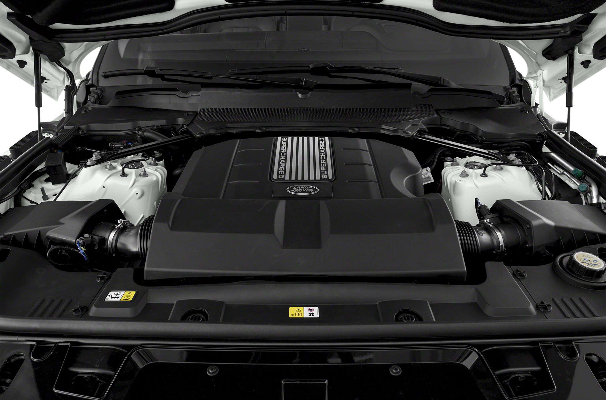 Supercharged engine under hood with clean layout
