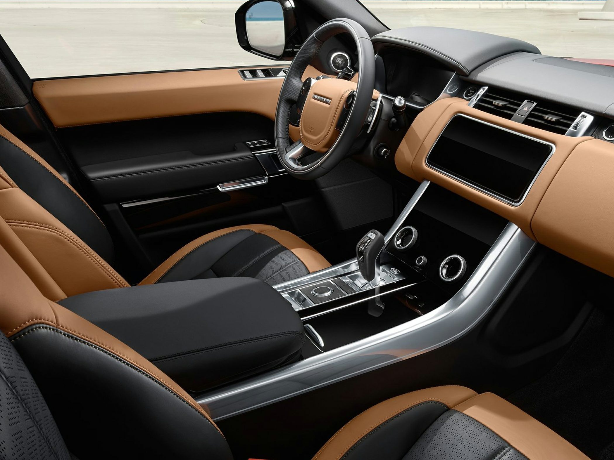 Two-tone leather interior with modern dashboard and center console