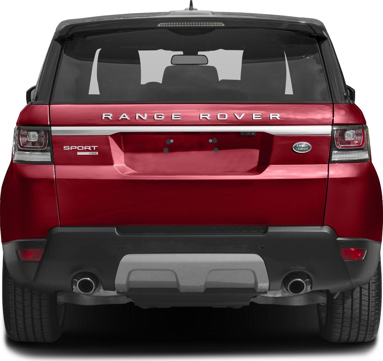 Rear view featuring taillights and dual exhausts of a red SUV