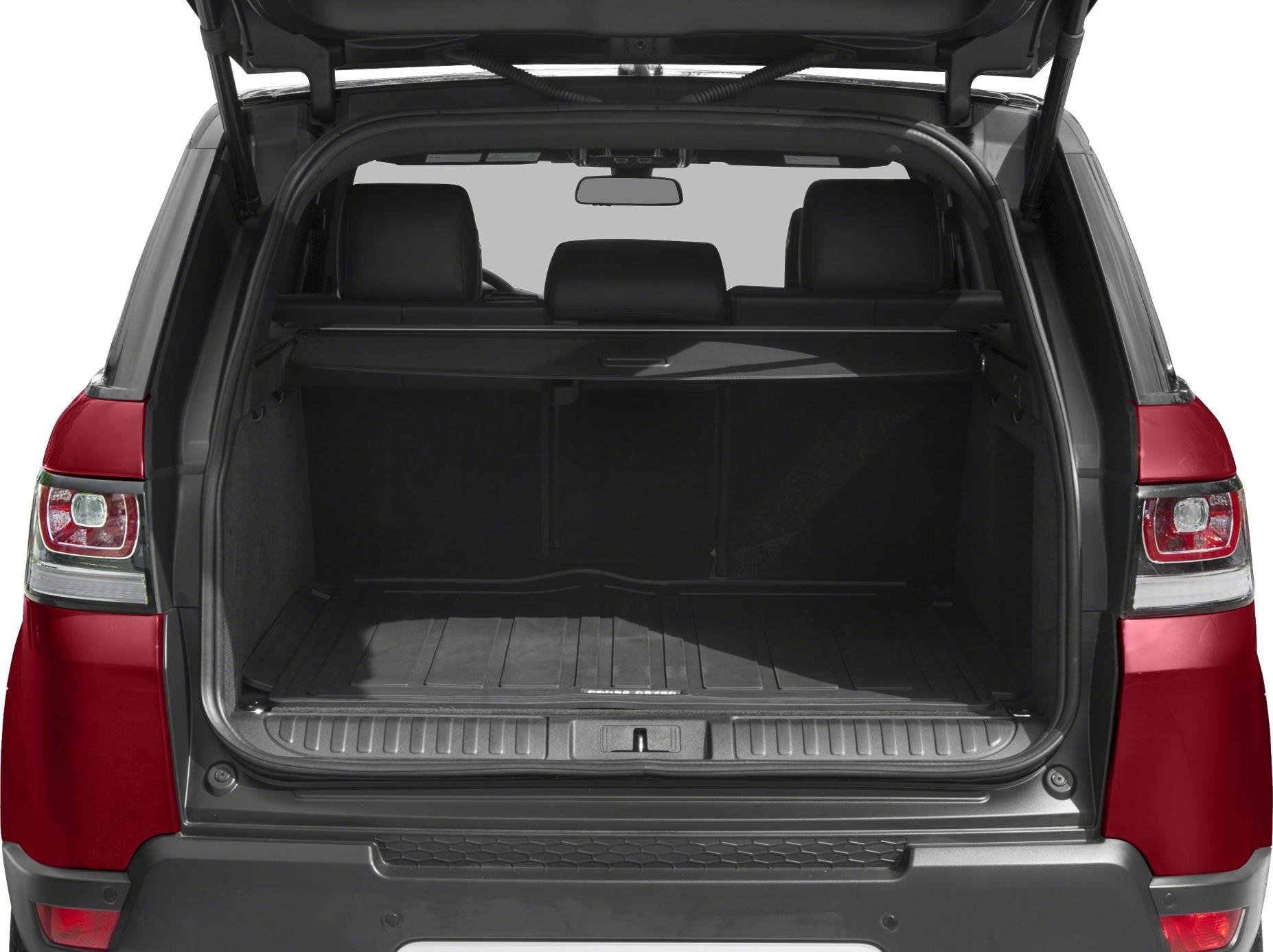 Open rear cargo space with protective mat and tailgate