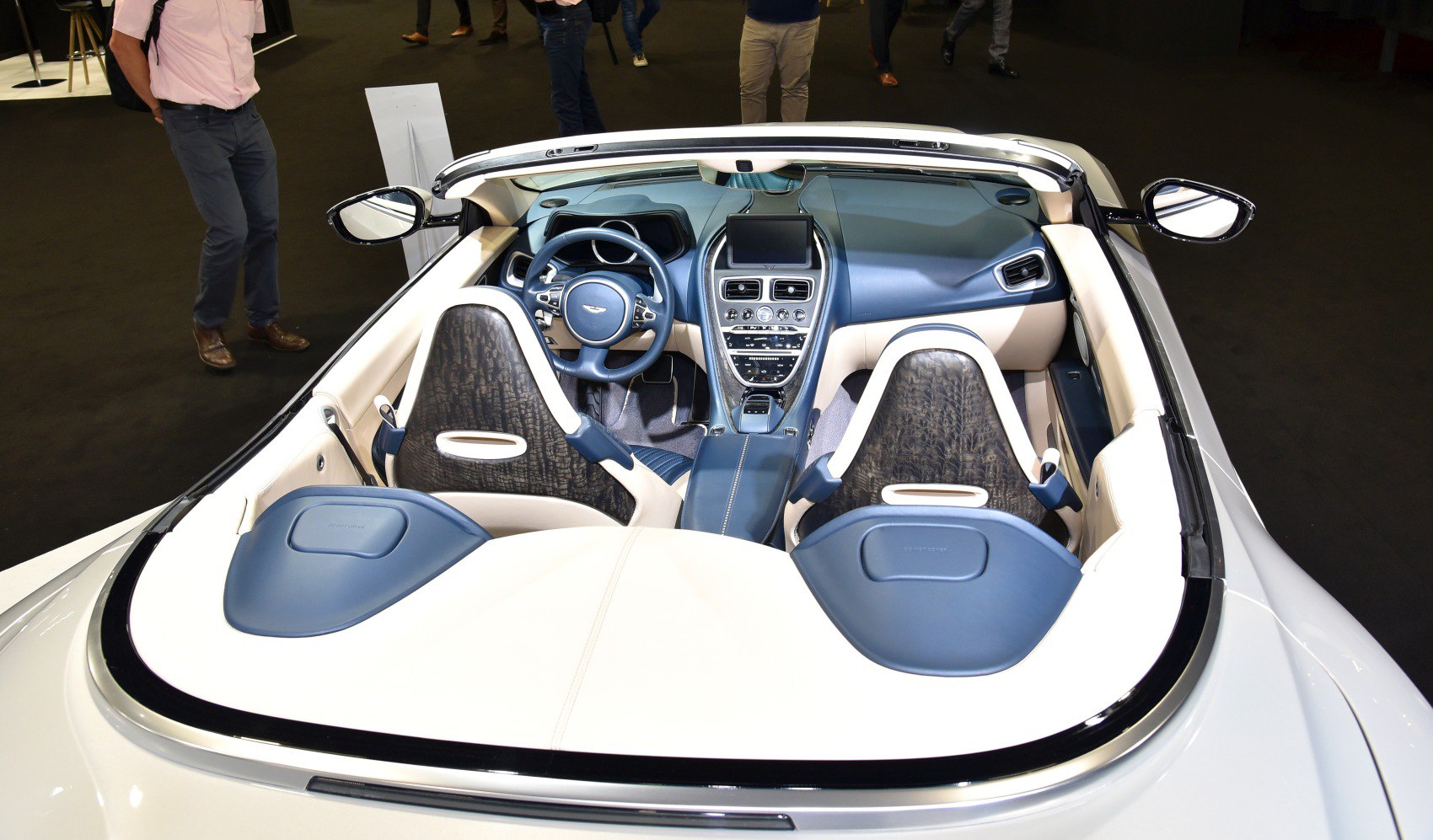 Convertible luxury car interior with sophisticated dashboard and premium seats