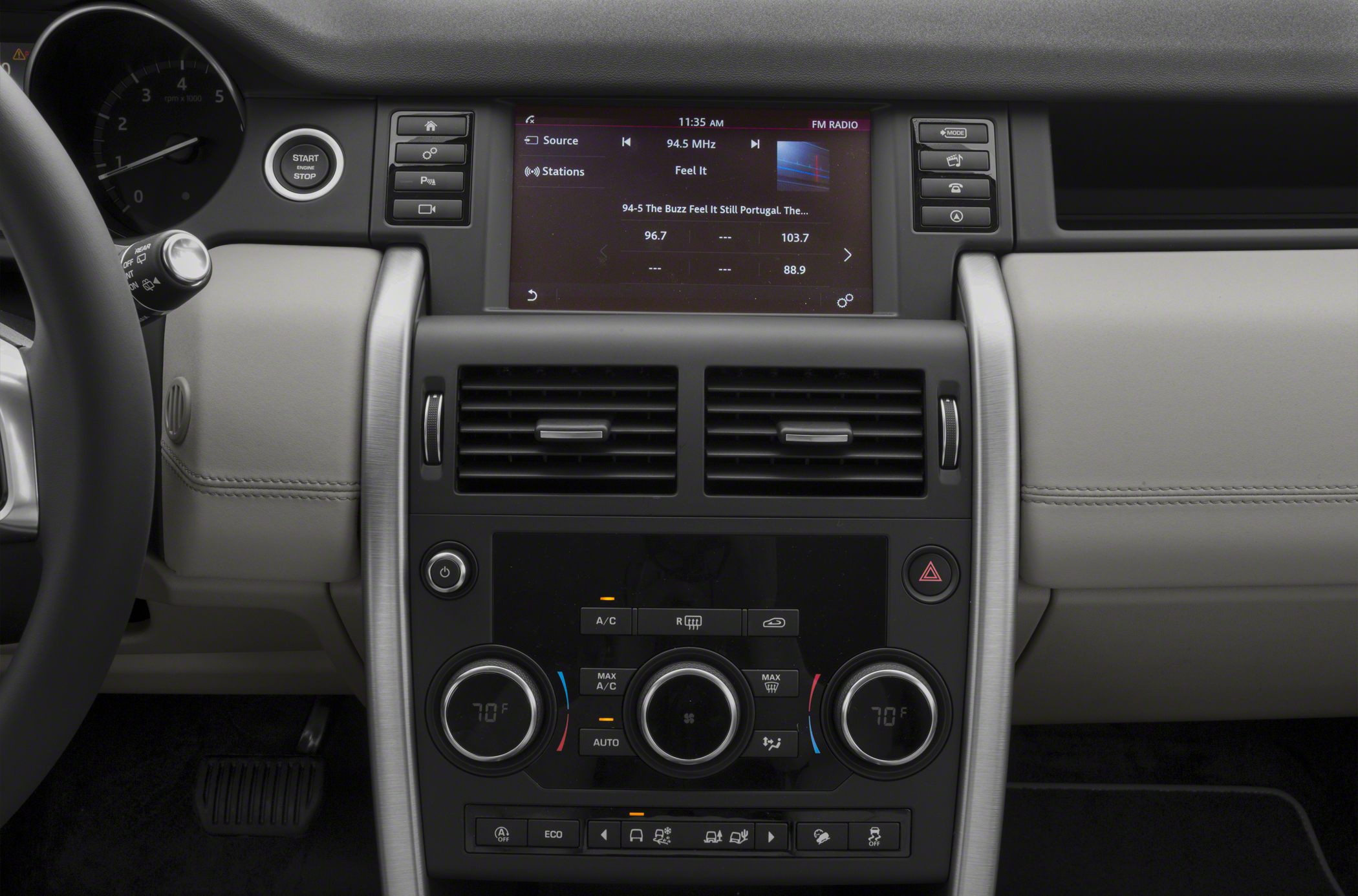 Dashboard with infotainment screen and dual-zone climate control