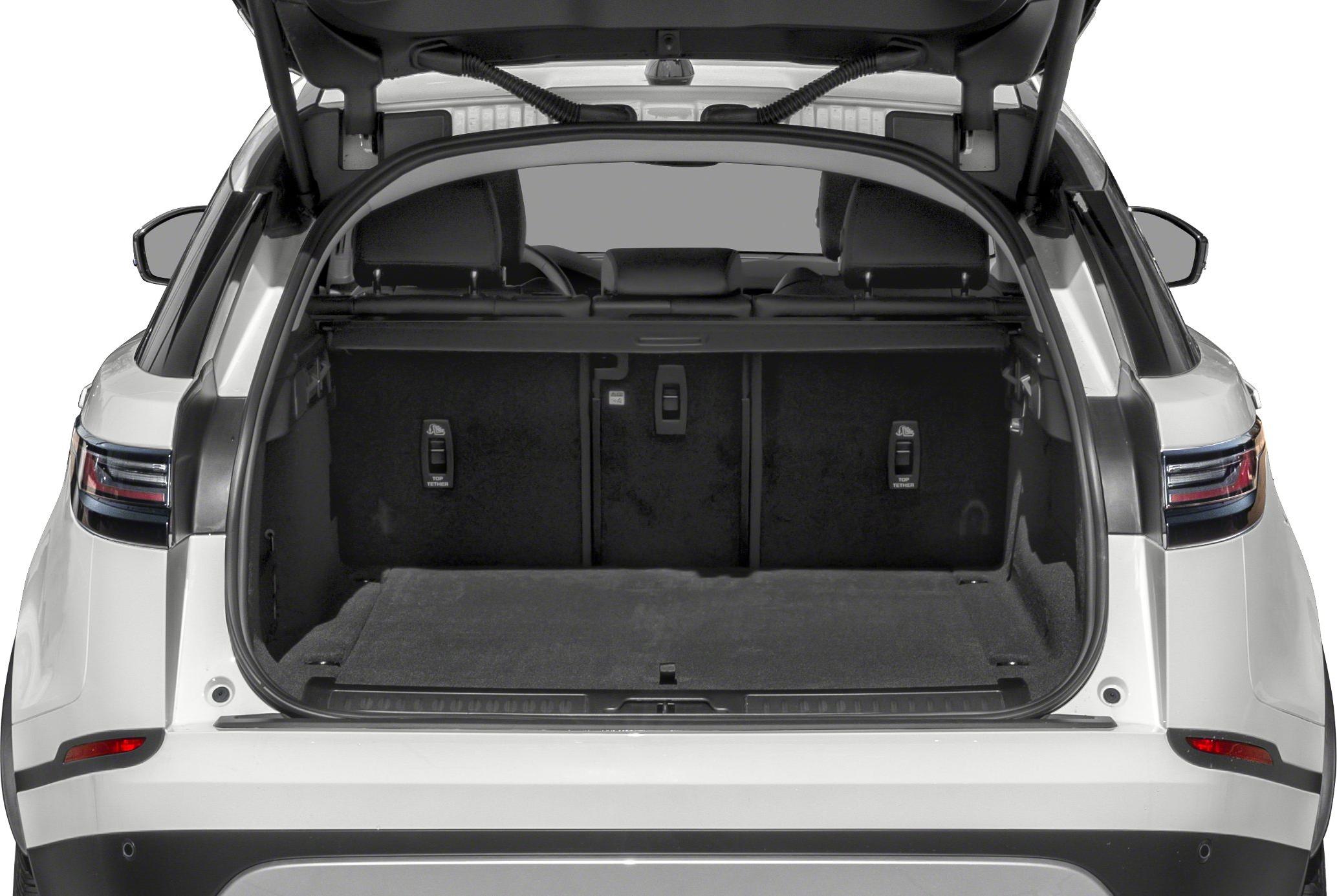 Rear cargo space with foldable seats and practical storage features
