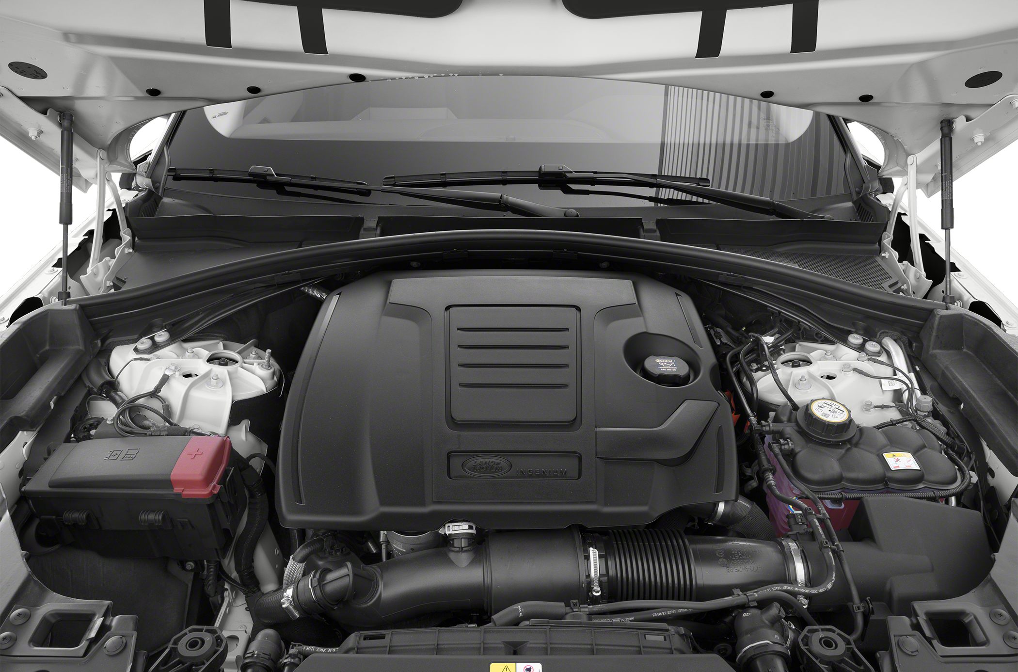 Close-up of modern SUV engine bay with Ingenium engine cover