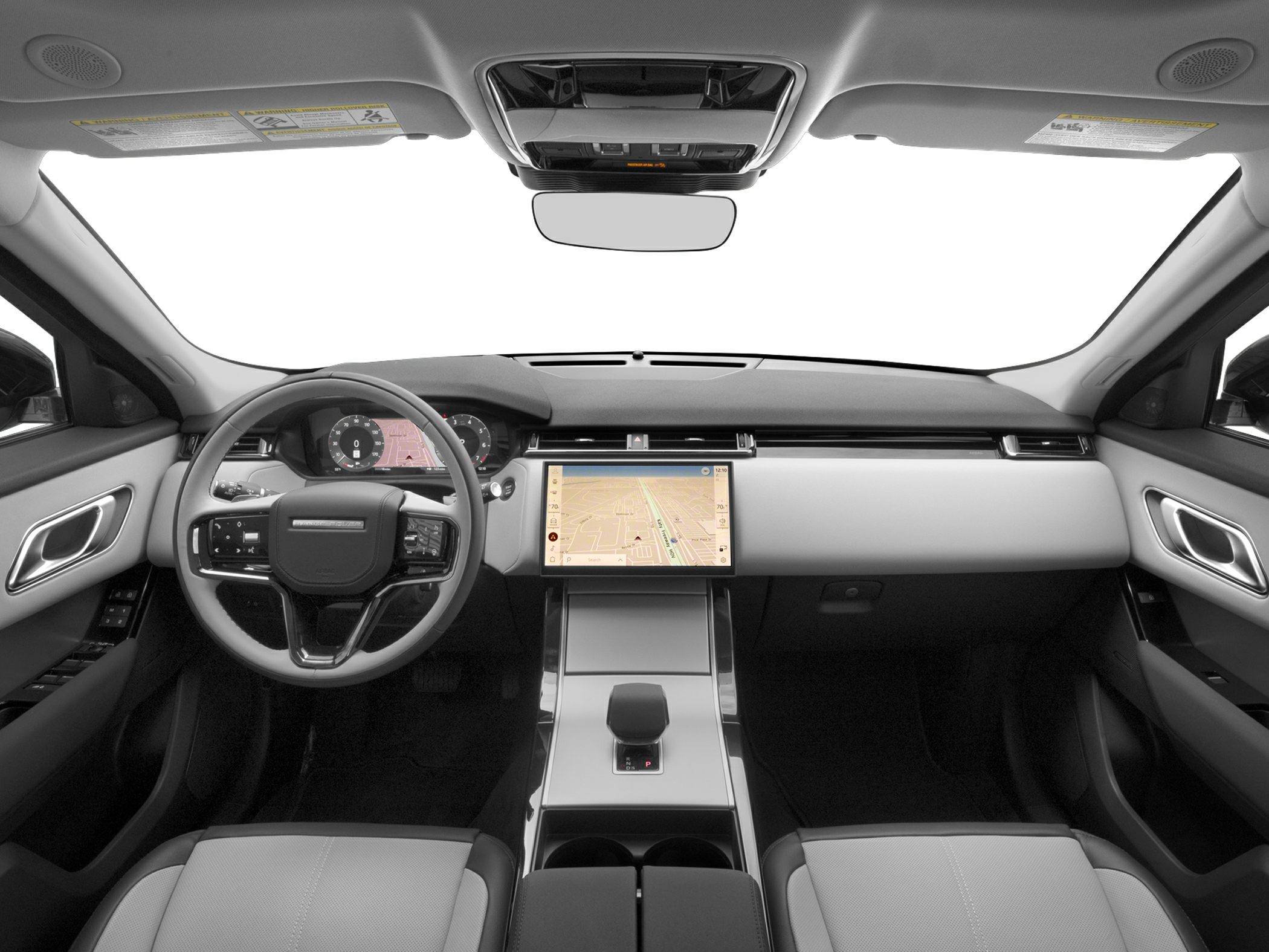 Modern SUV interior with digital cluster and central touchscreen display