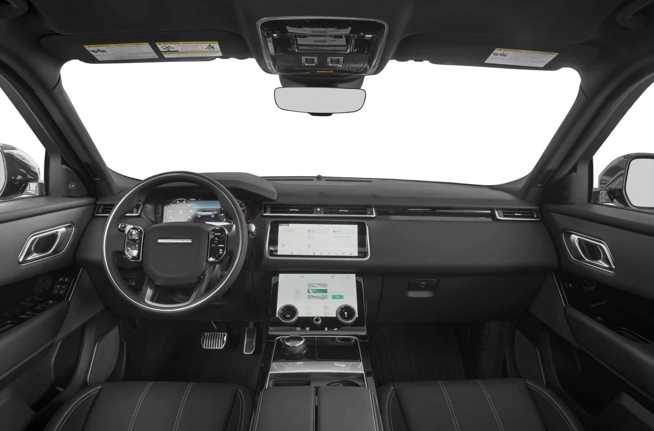 Modern dashboard with dual touchscreen displays and digital instrument cluster
