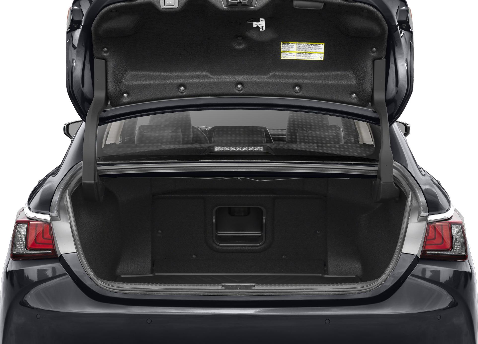 Open rear tailgate revealing spacious trunk interior