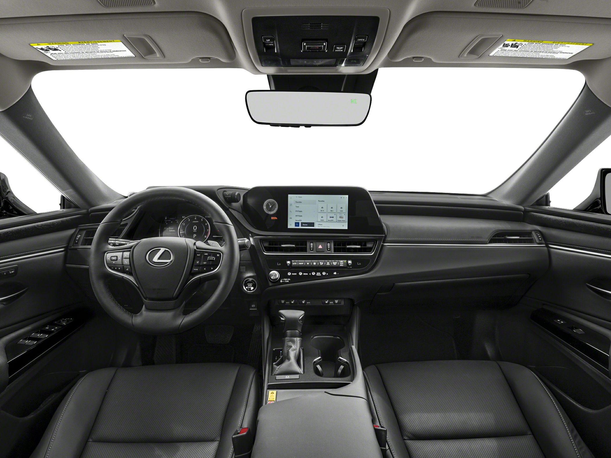 Luxury car interior with digital dashboard and advanced steering wheel controls.
