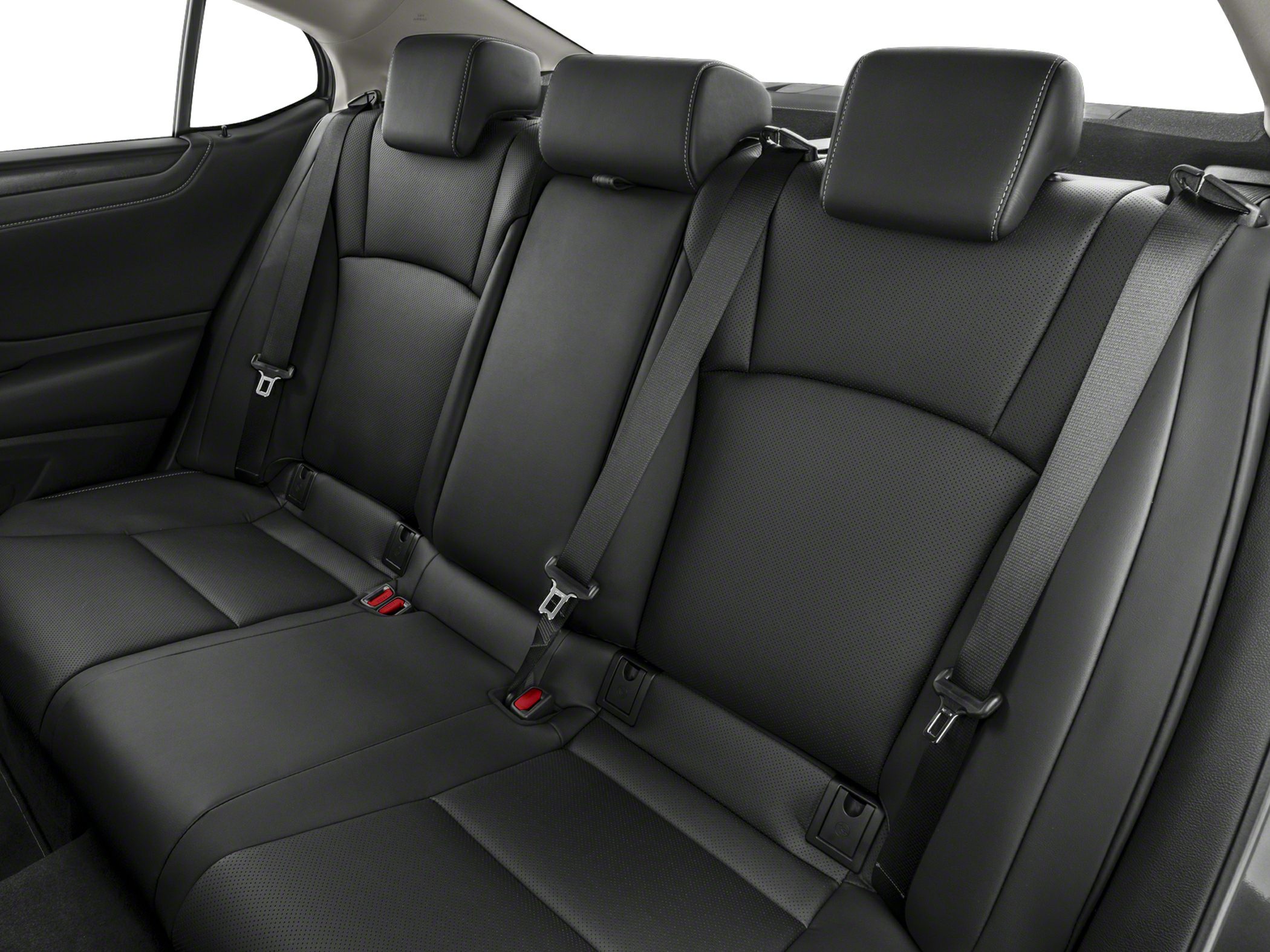 Black leather rear seat with headrests and seat belts