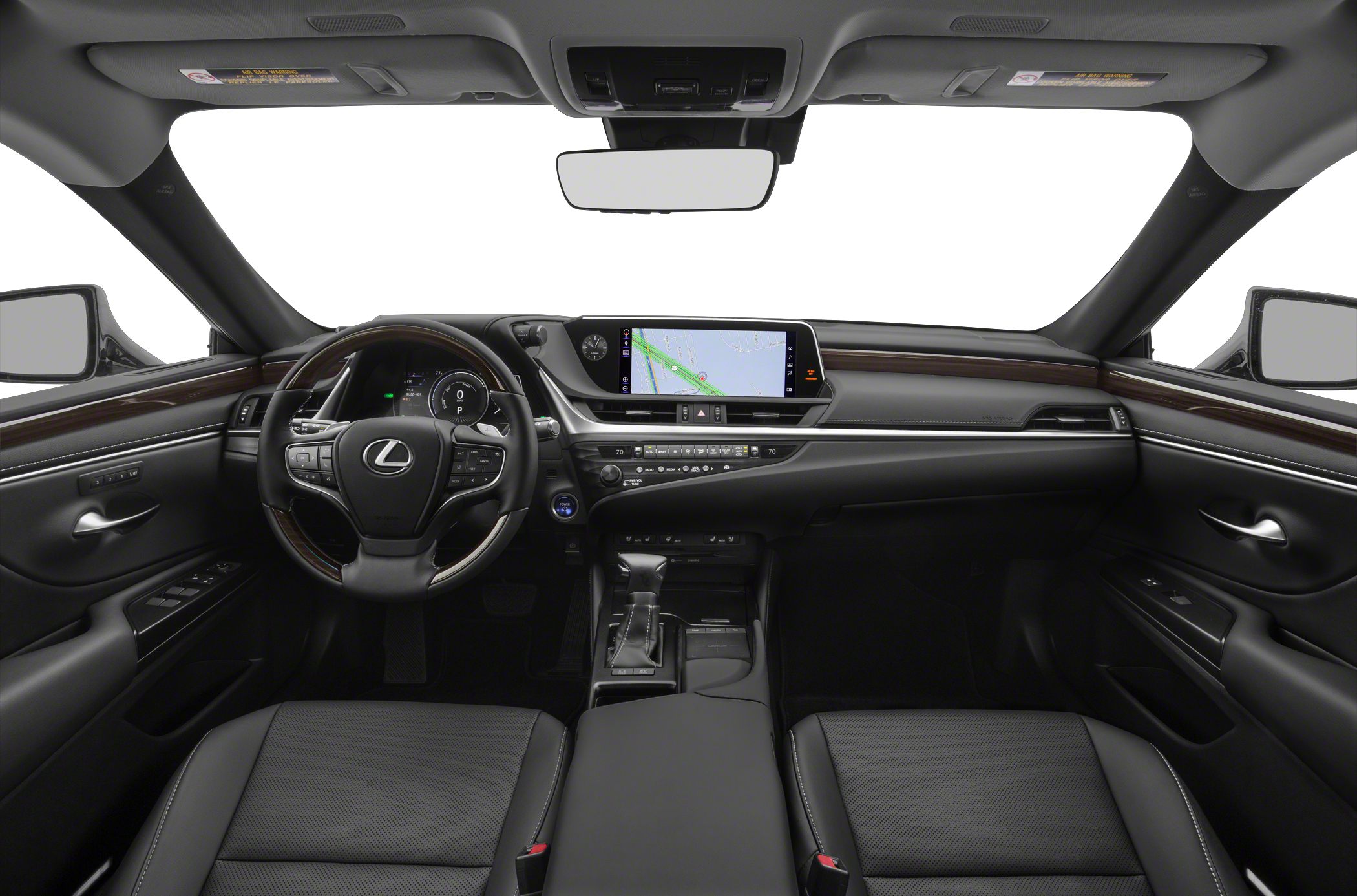 Luxury car interior with digital dashboard and infotainment system