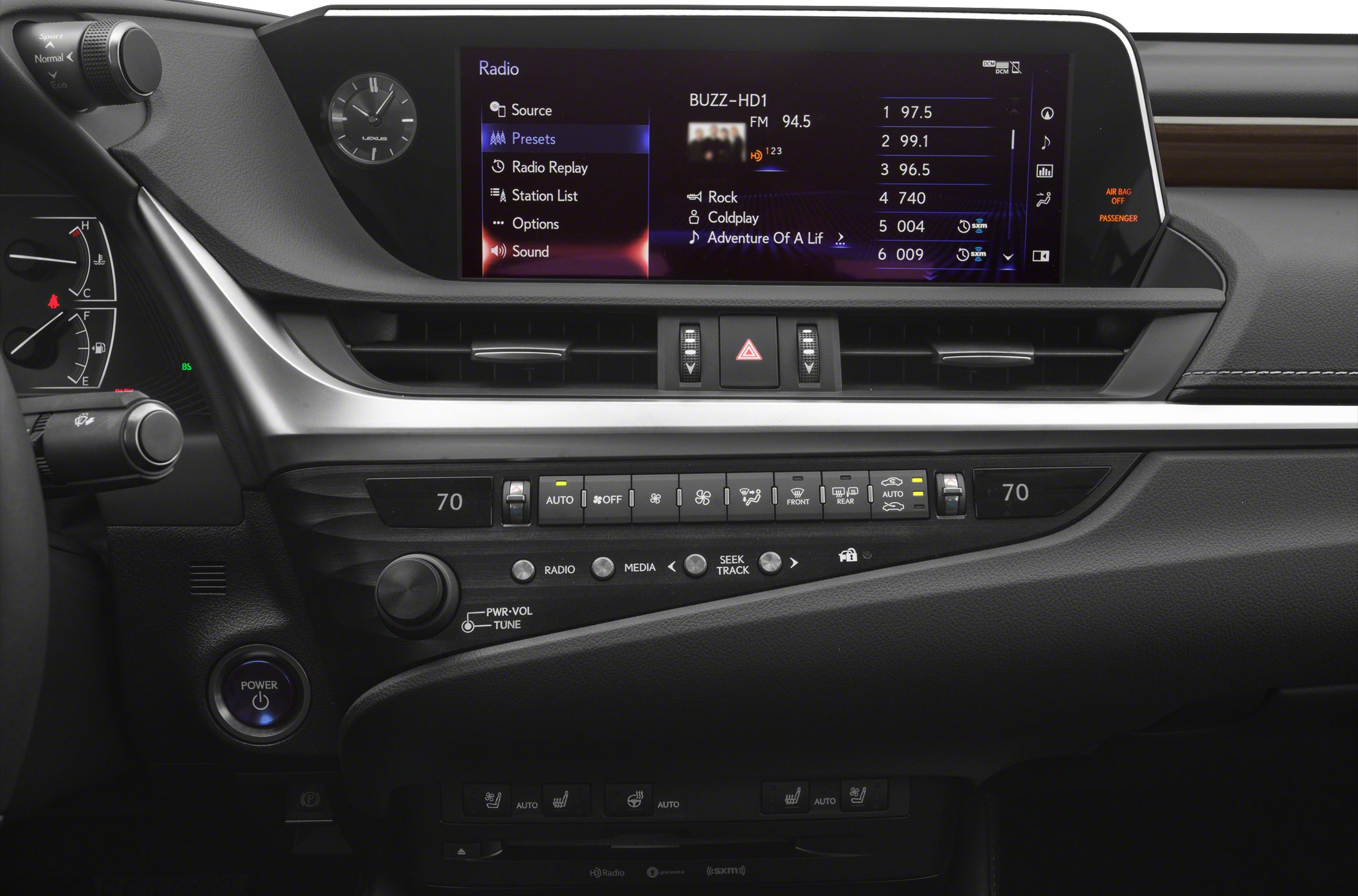 Infotainment display and dual-zone climate control panel