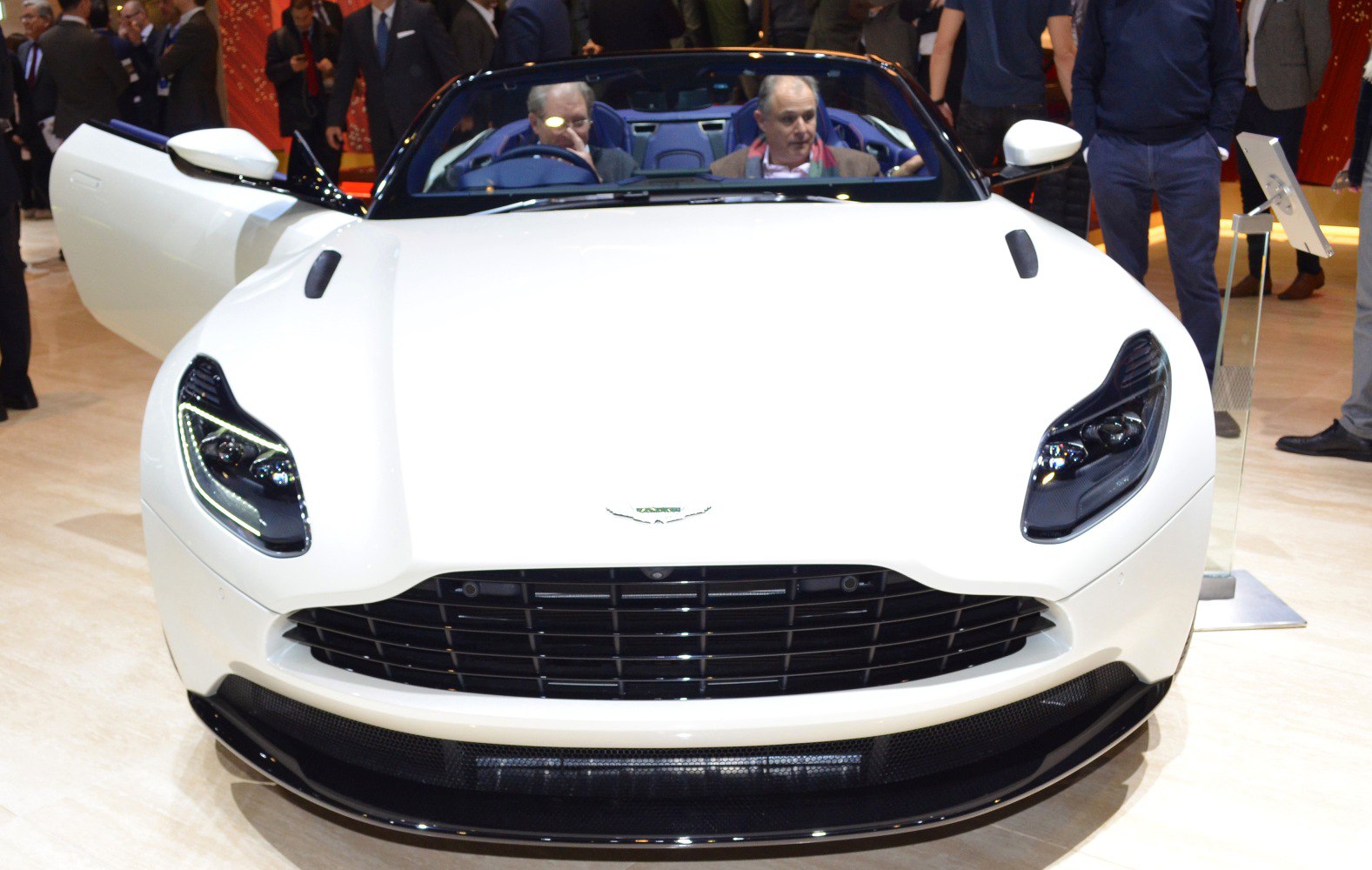 Front view with LED headlights and wide grille