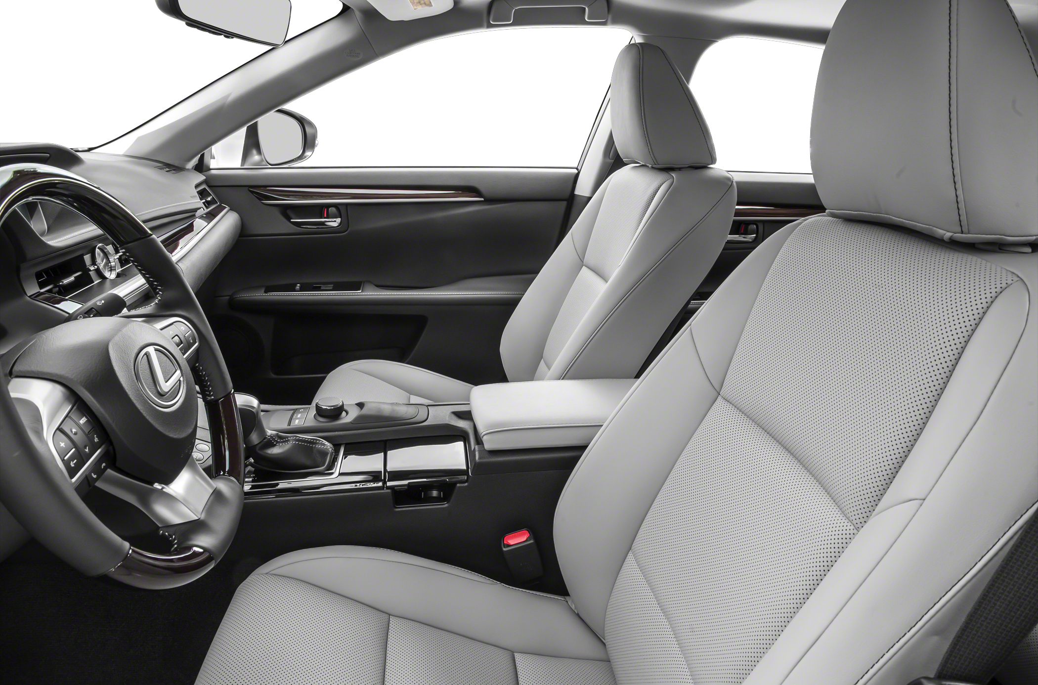 Luxury car interior with modern dashboard and leather seats