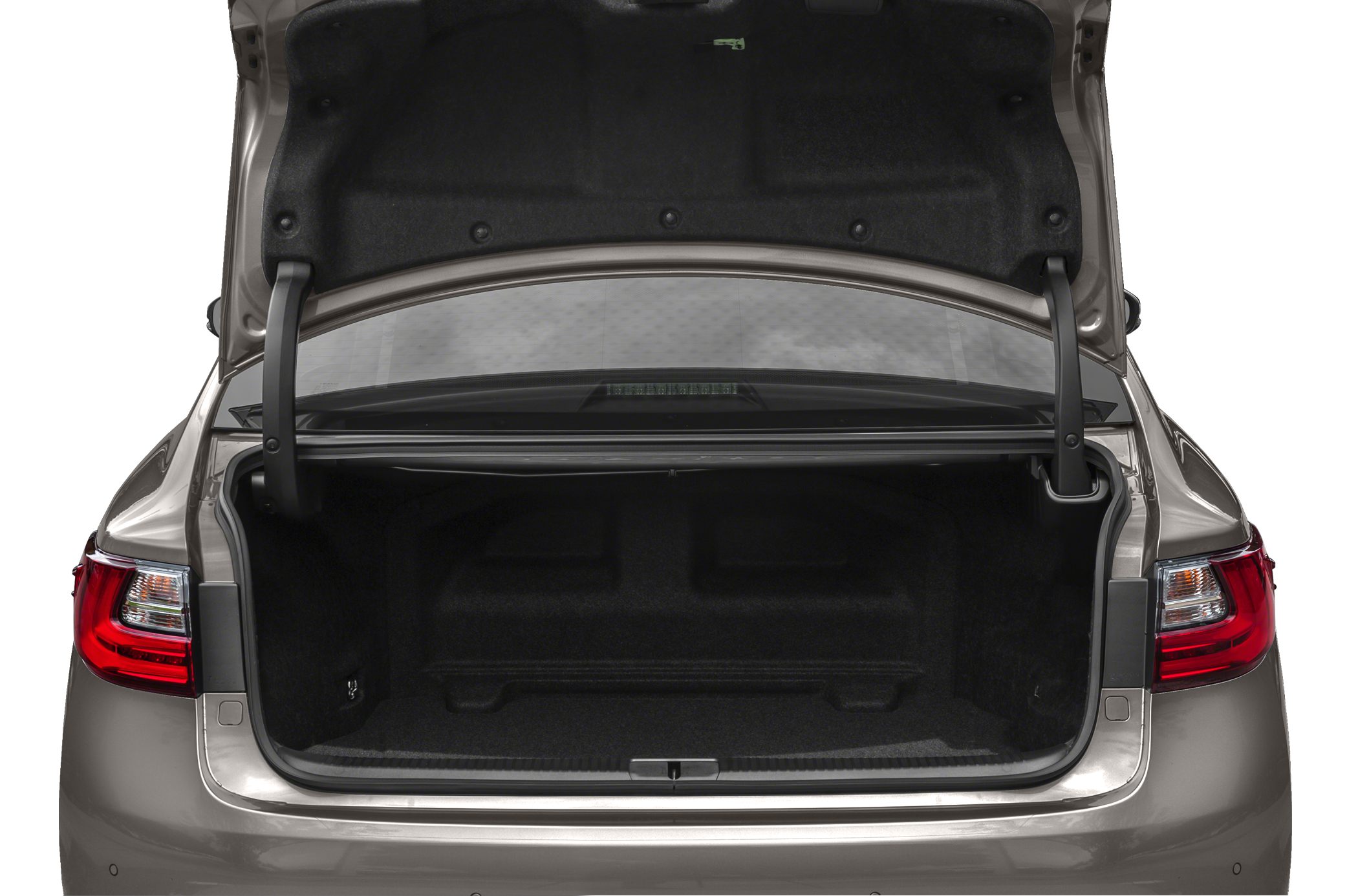 Open spacious car trunk interior with taillights visible
