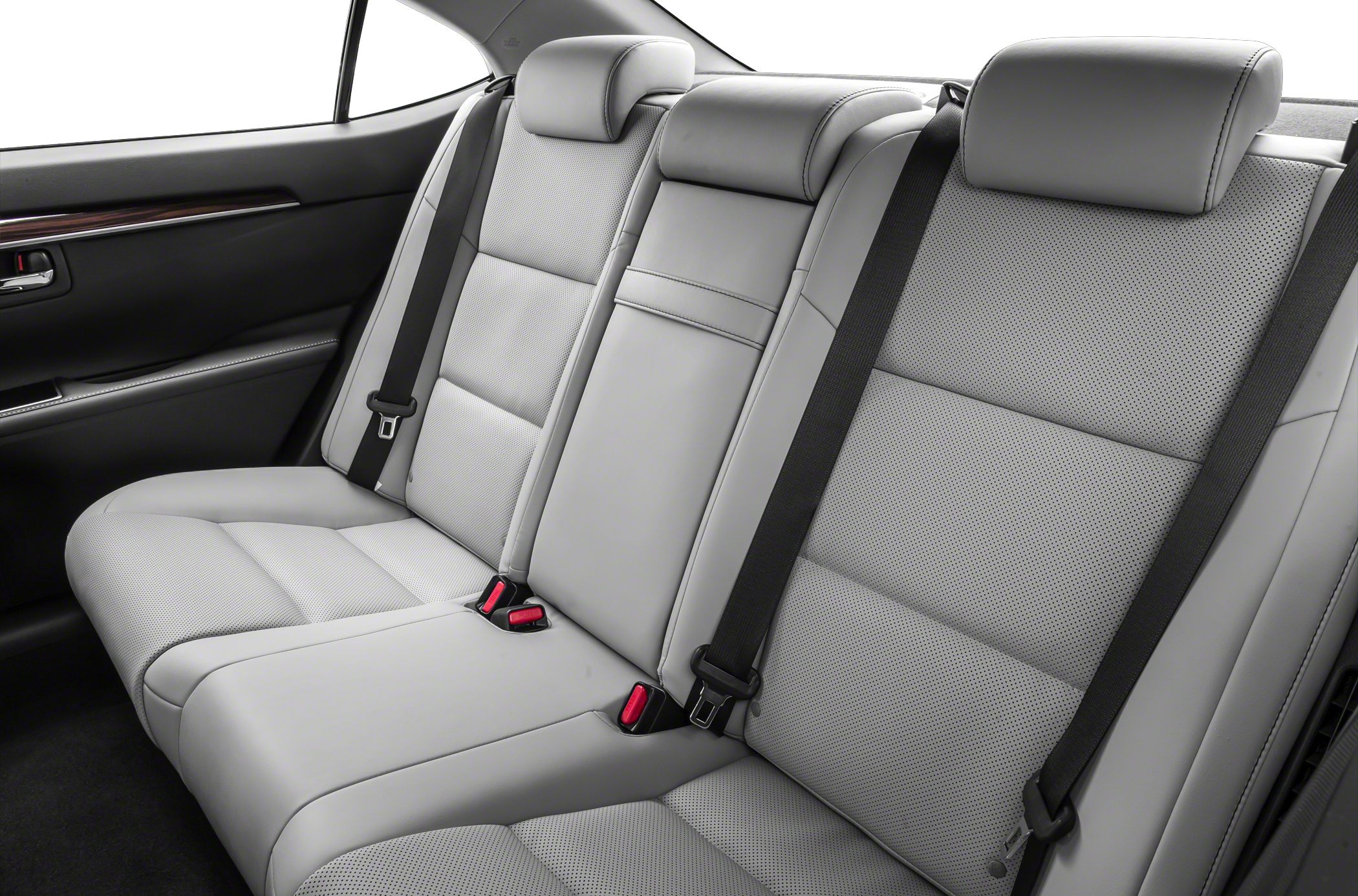 Leather rear seats with headrests and seat belts
