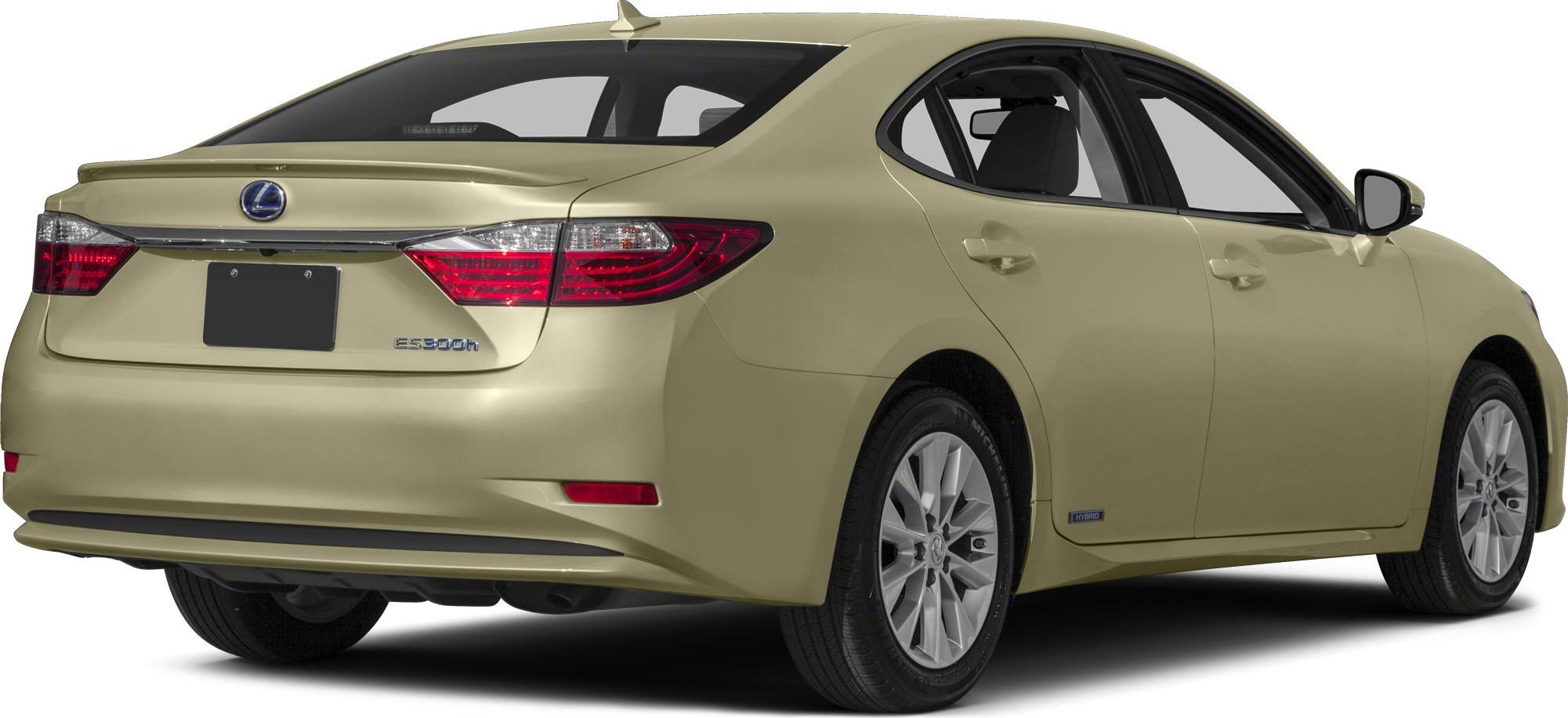 Rear and side view of luxury hybrid sedan with LED tail lights and alloy wheels