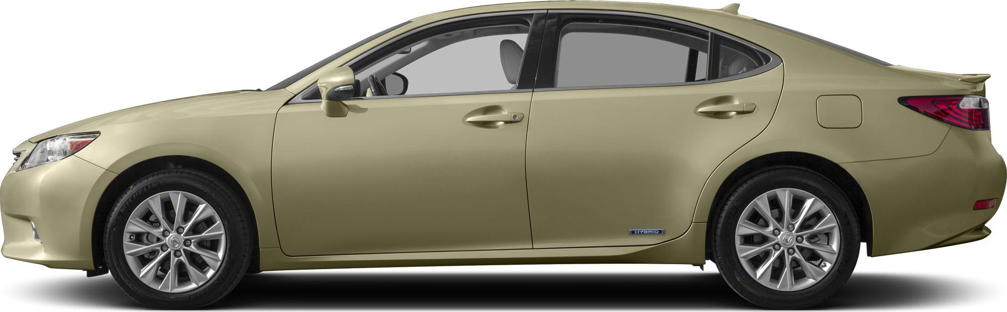 Side profile of a sedan with hybrid badge and alloy wheels