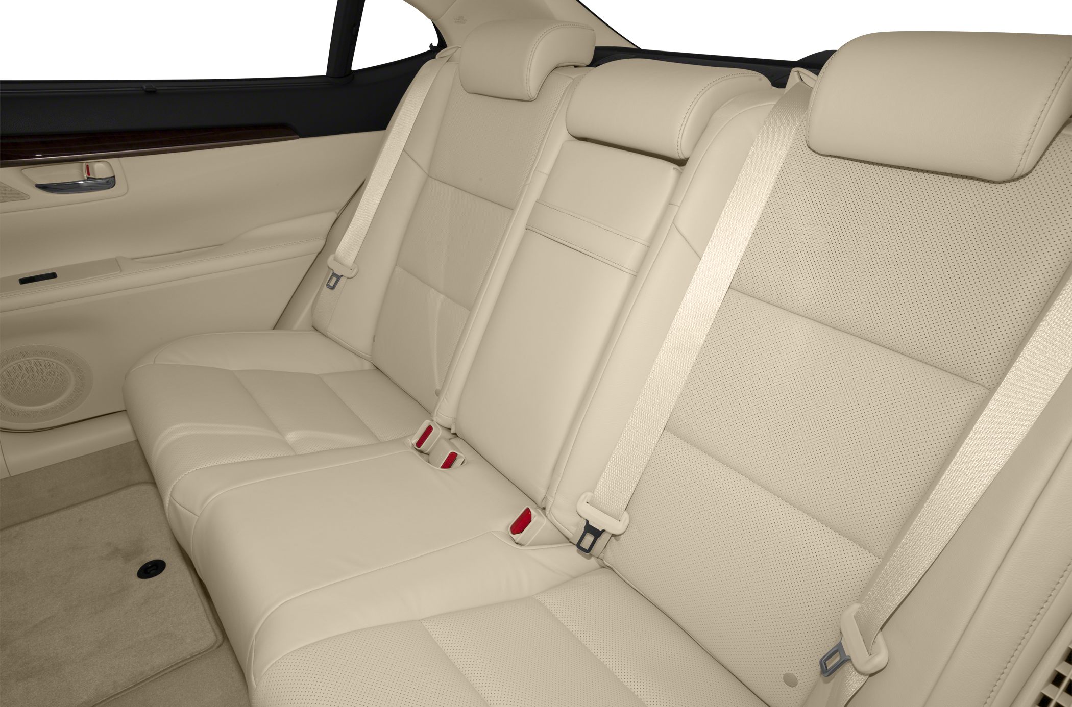 Beige leather rear seats with perforation and seat belts