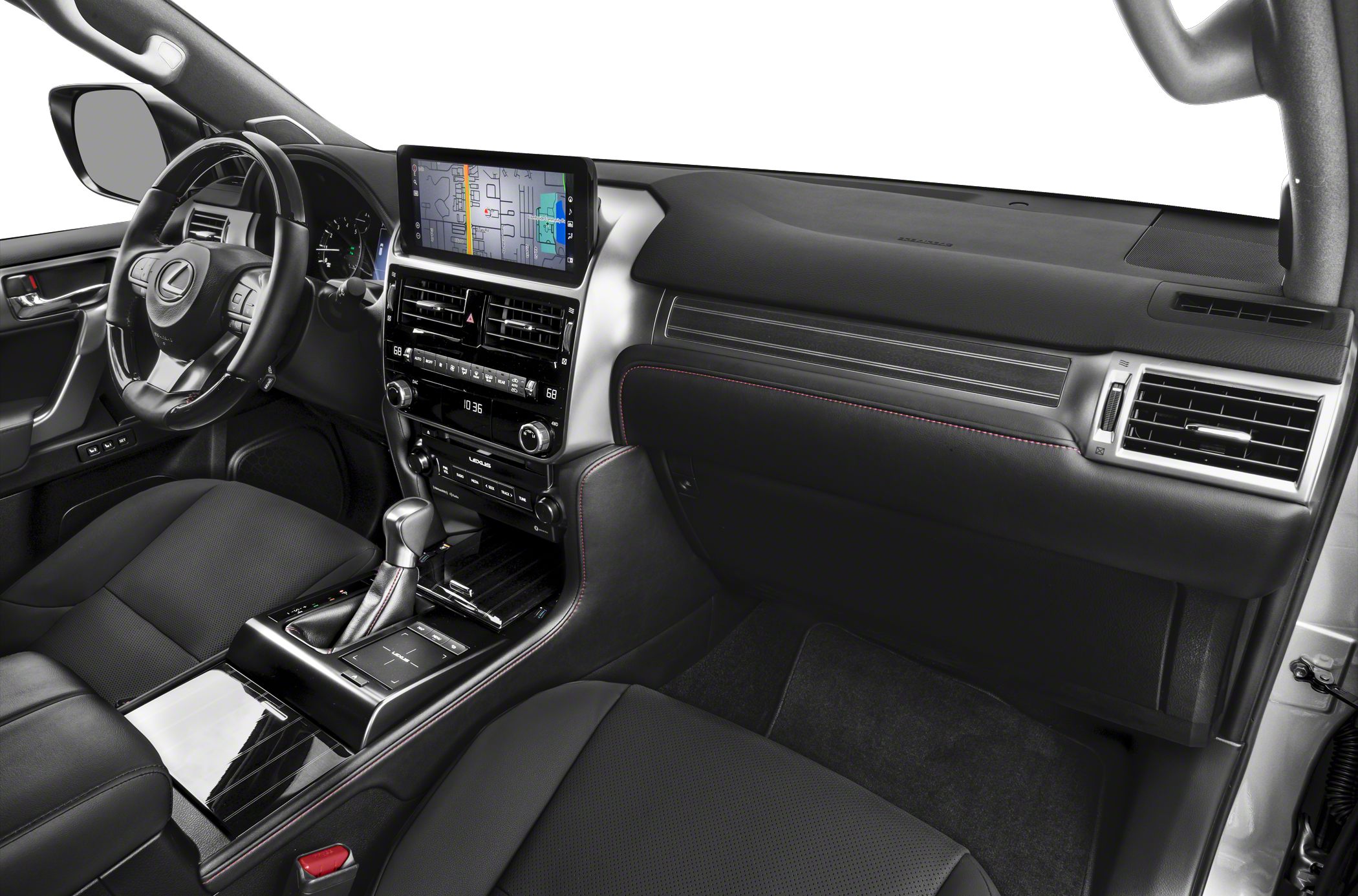 Interior dashboard and center console with touchscreen navigation display