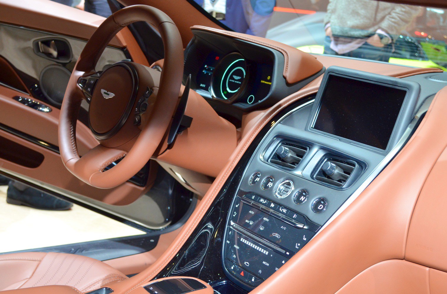Luxury tan leather interior with digital instrument cluster and advanced central console