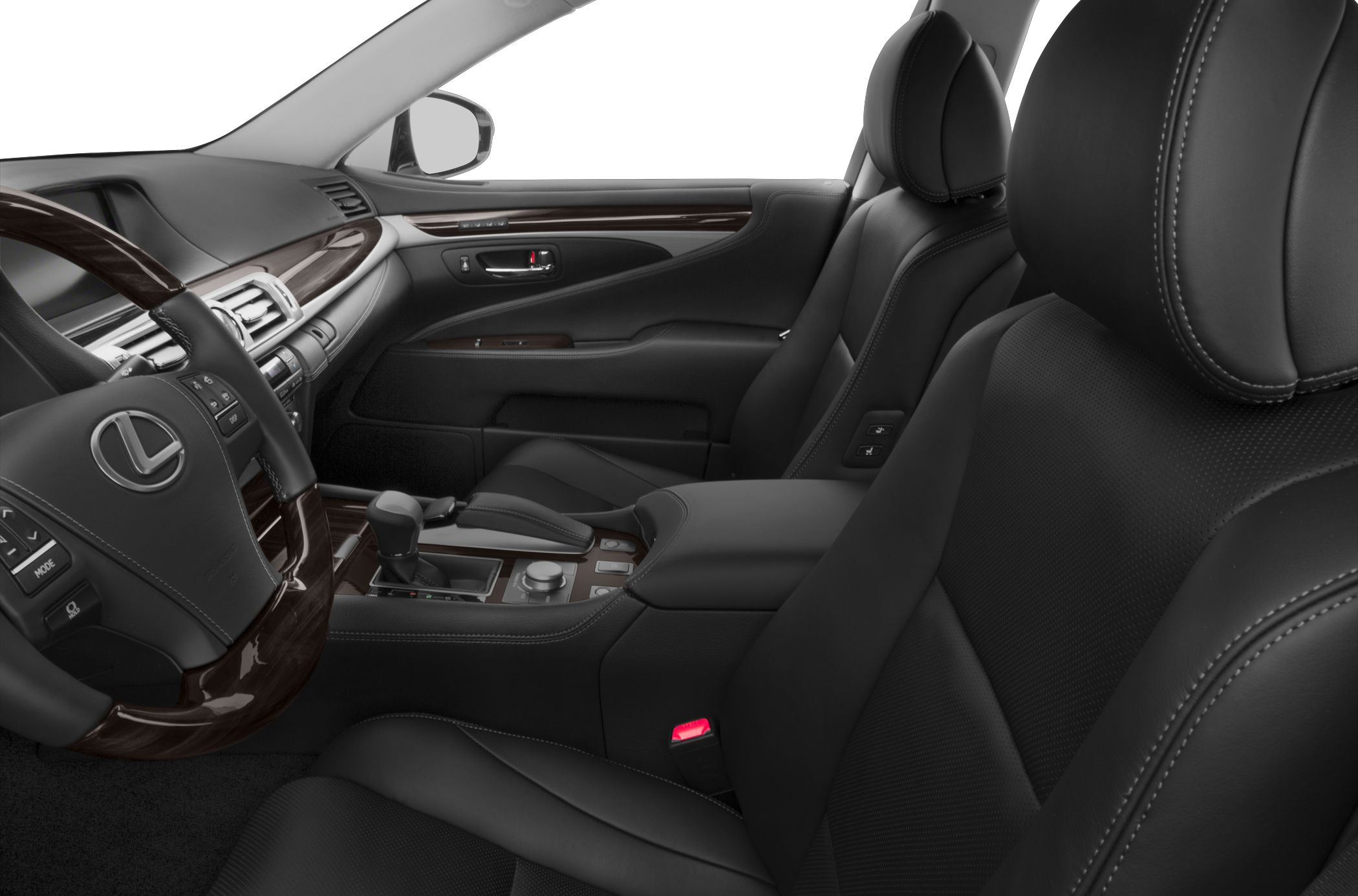 Leather seats and wood trim interior with advanced controls