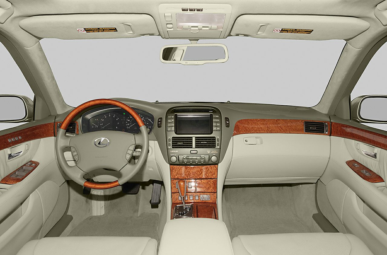 Interior dashboard with wood trim and integrated infotainment panel