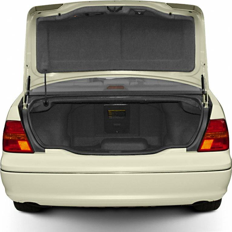 Open trunk and rear view of a sedan