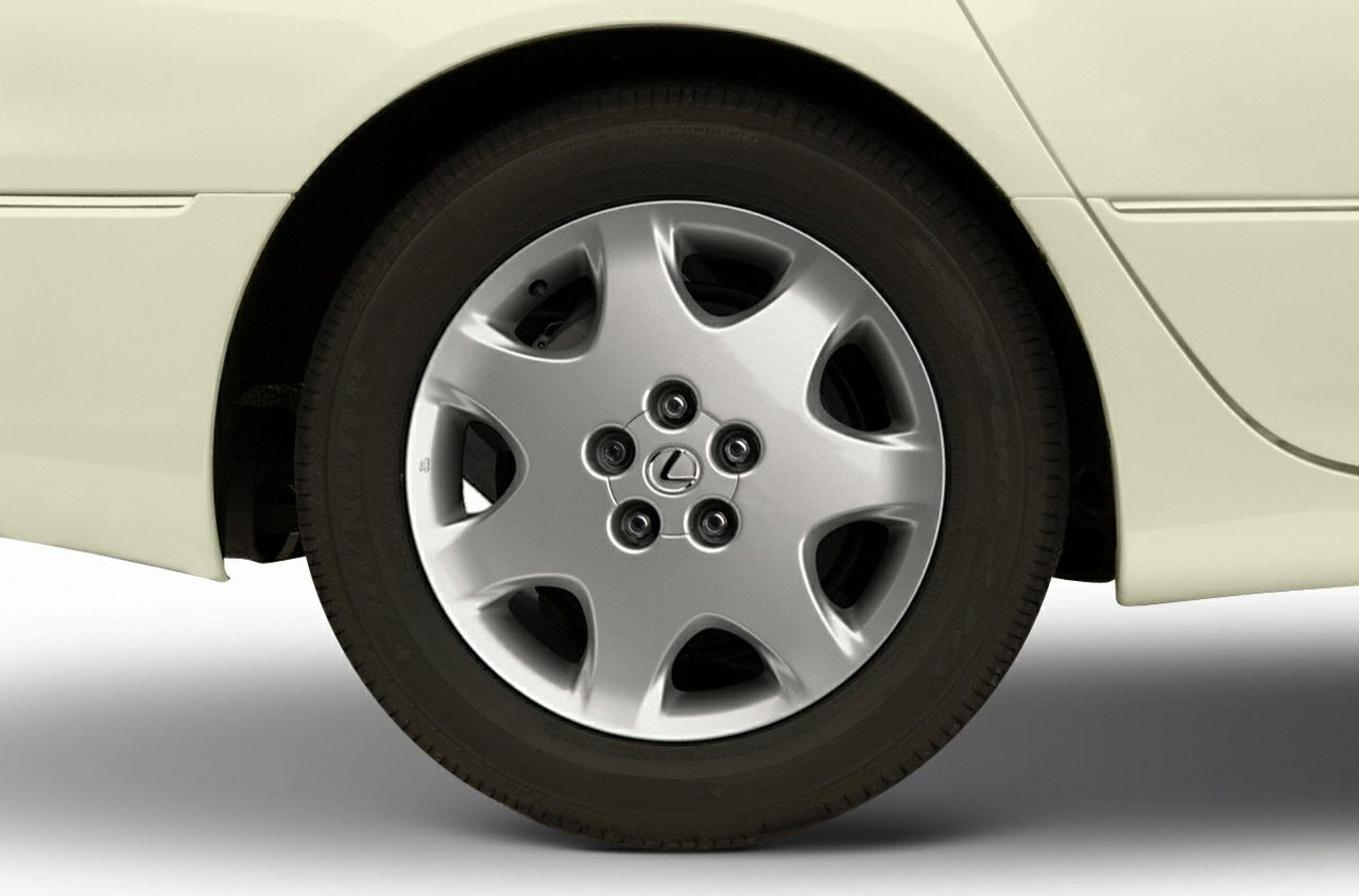 Close-up of alloy wheel with rim design and tire tread