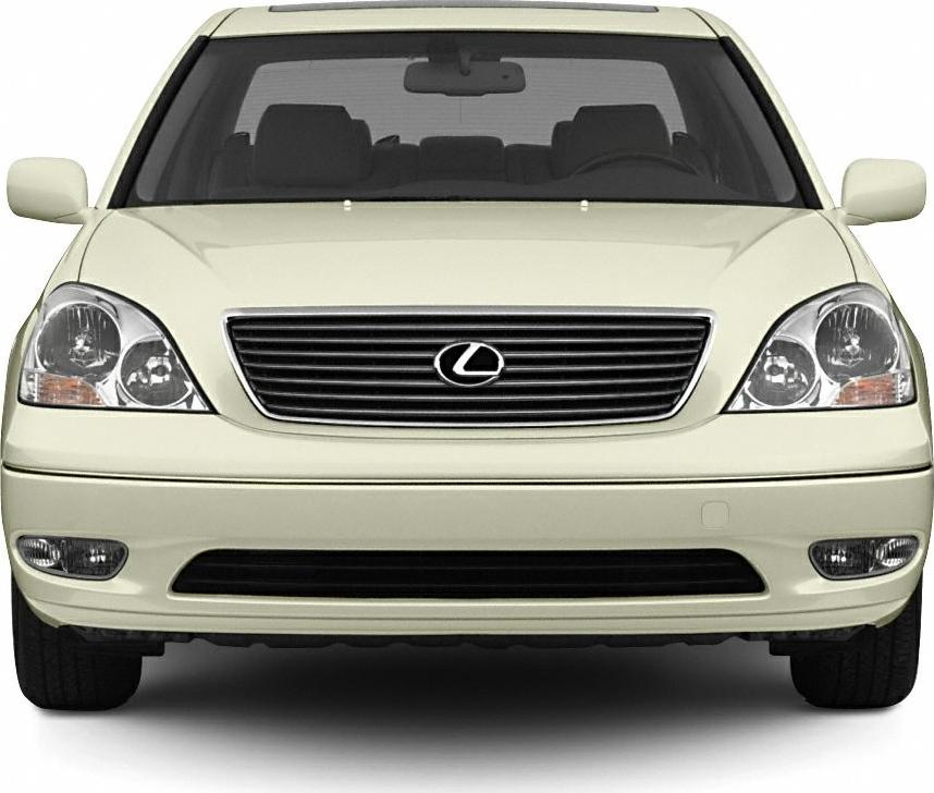 Front view of a luxury sedan with distinctive grille and headlights.