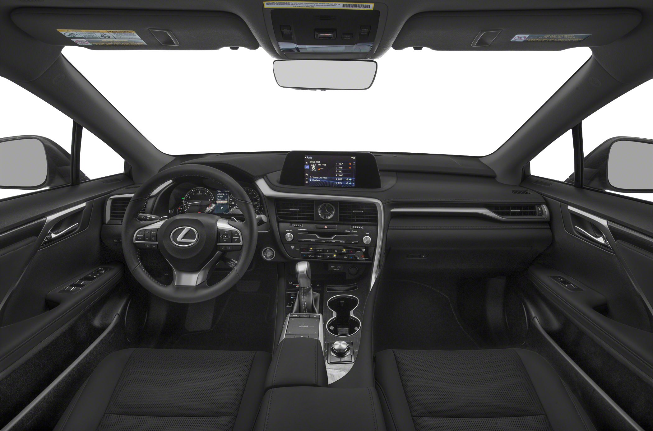 Modern dashboard and steering wheel with infotainment screen