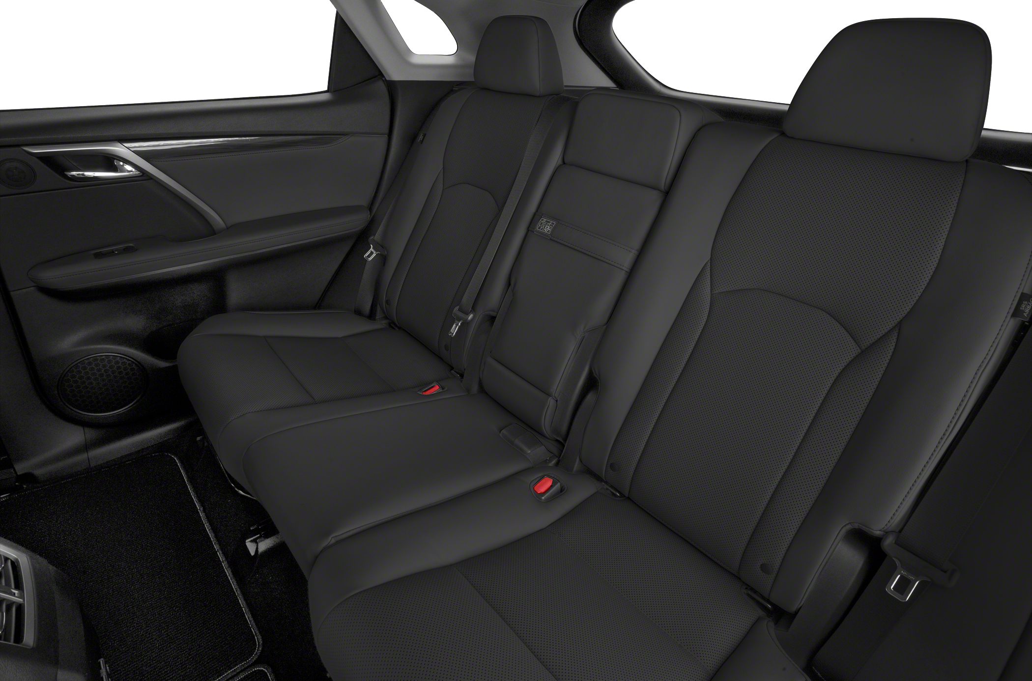 Black leather rear seats with three seating positions and seat belts