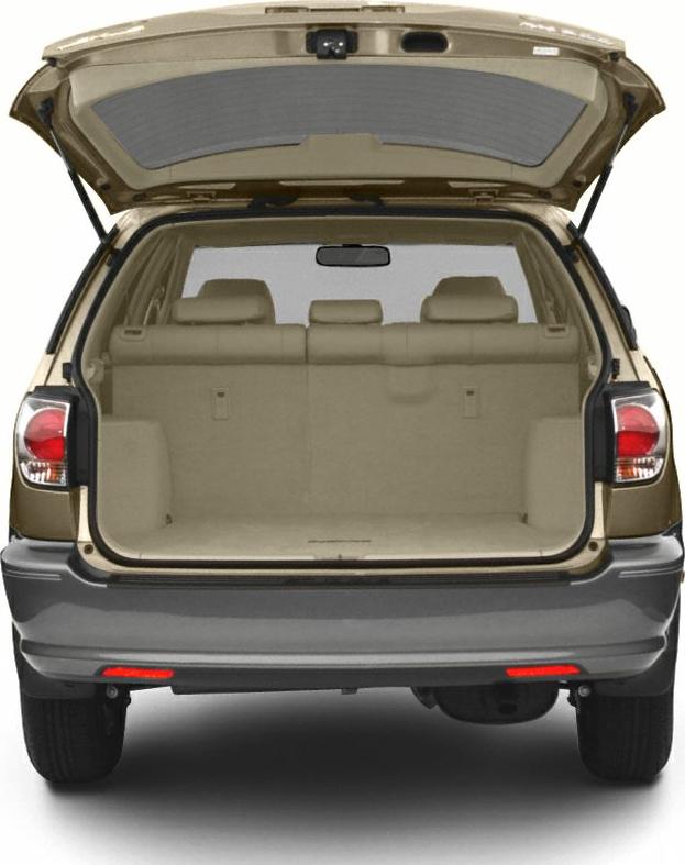 Open rear cargo space with tailgate lifted