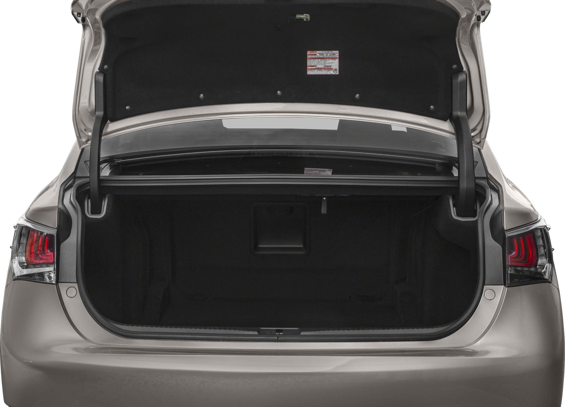 Spacious open trunk and rear view with rear lights